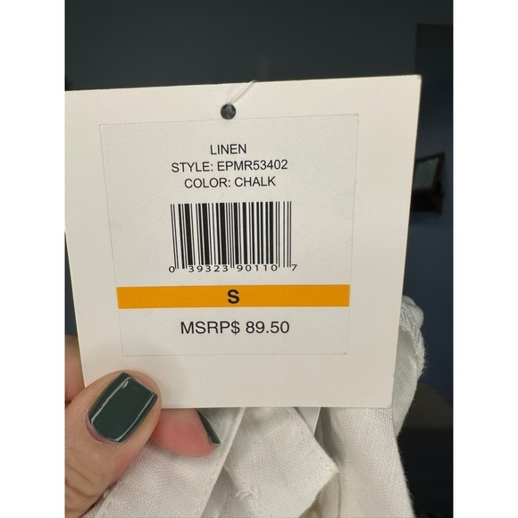 Ellen Tracy Linen Shirt Dress/Top Womens‎ Small Roll Tab Sleeve Chalk White NWT - Picture 4 of 6